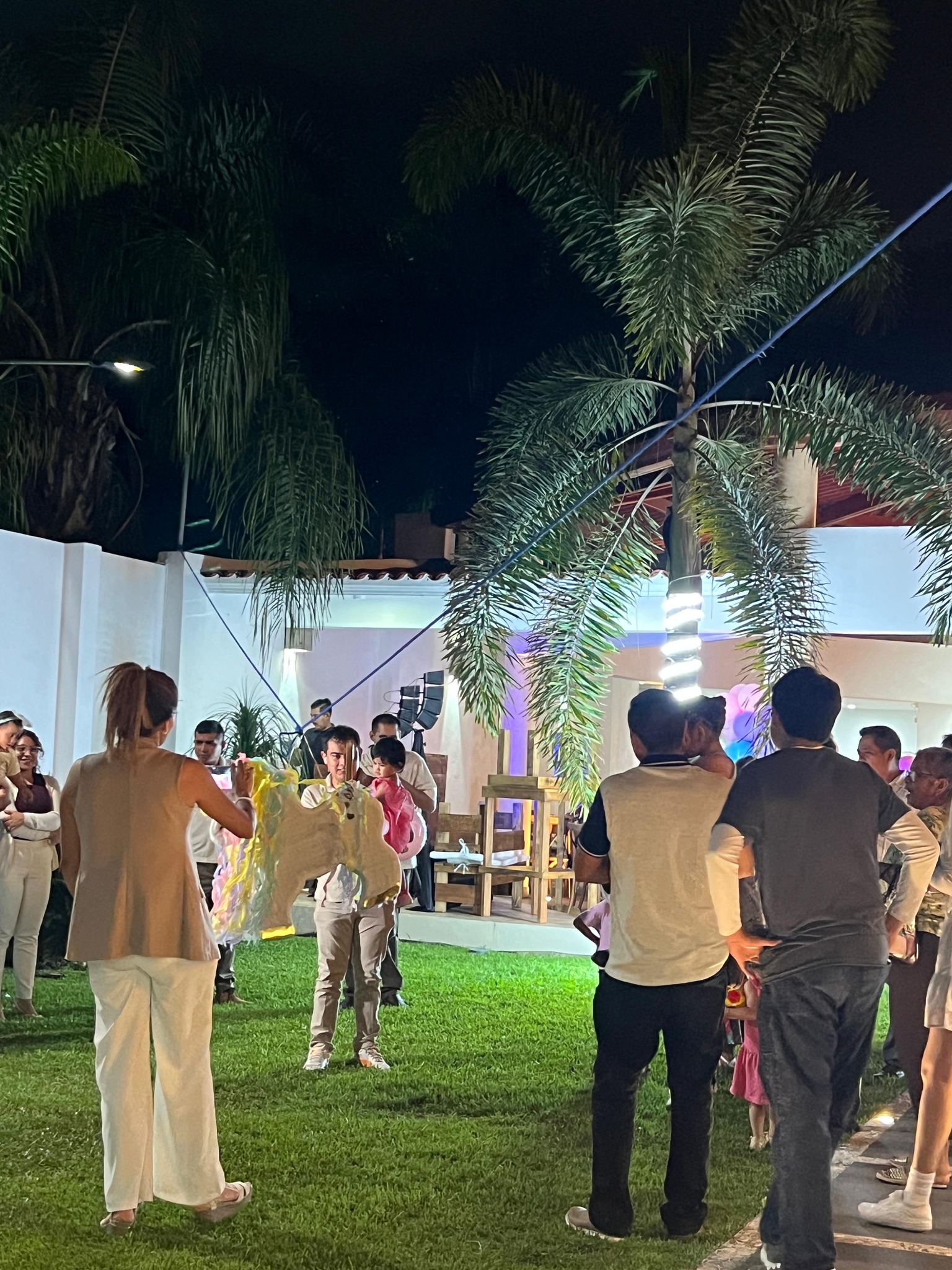 Evento nocturno en jardín